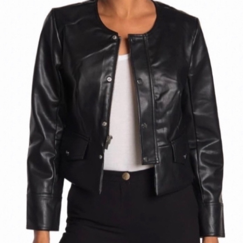 NWT!! T TAHARI FAUX LEATHER JACKET